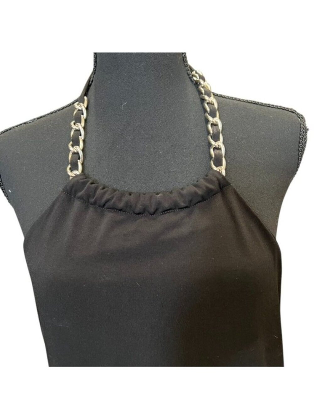 Michael Kors black chain halter dressy top, large